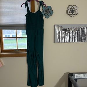 Greenish/blue jumpsuit with tie straps